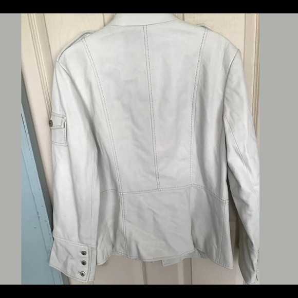 Tory Burch Cream Leather Military Style Jacket - Picture 5 of 7